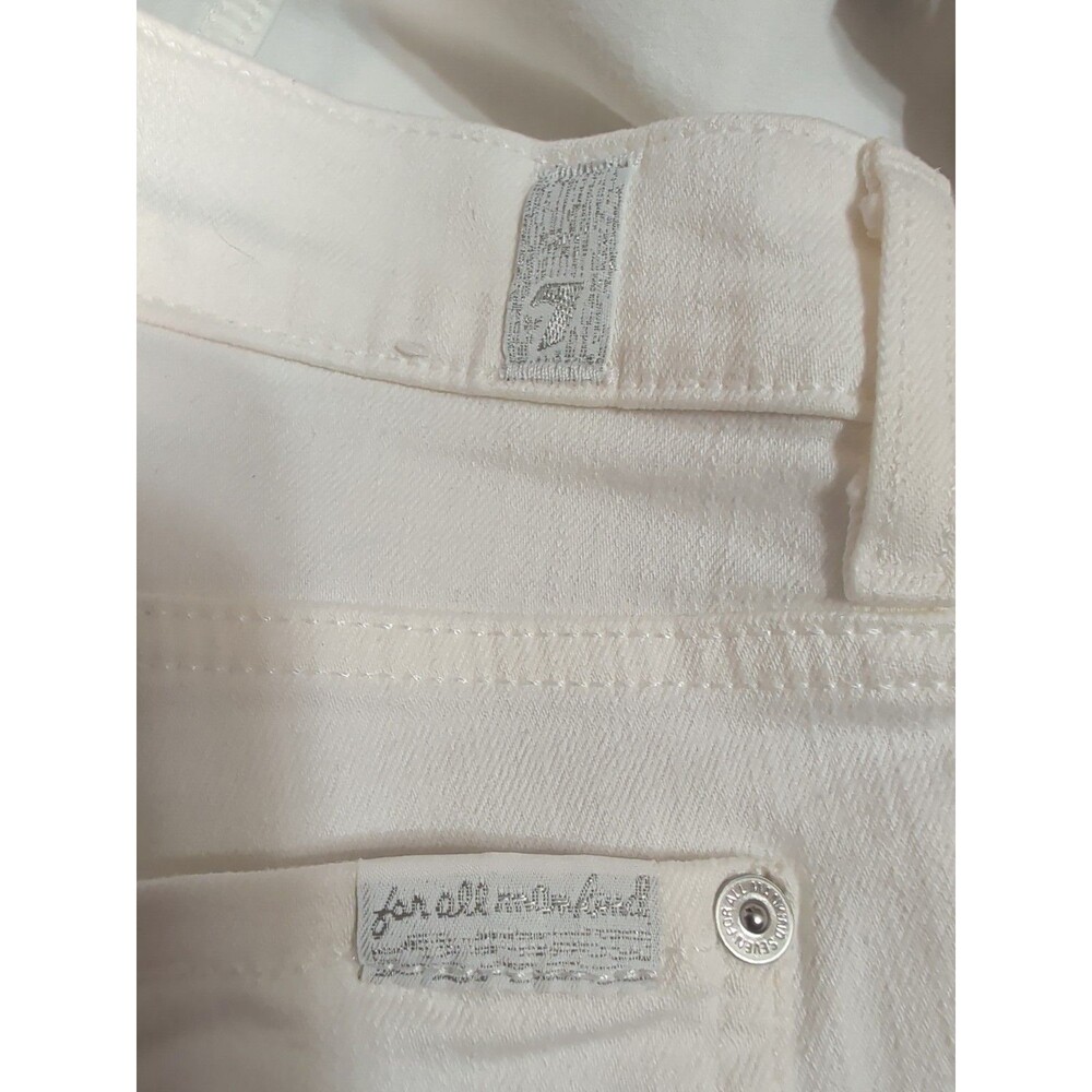 7 For All Mankind Cropped Jeans White Raw Hem Boho Minimalist Size 31 - Picture 5 of 9